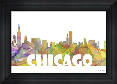 Framed Chicago Illinois Skyline Multi Colored 2 Print