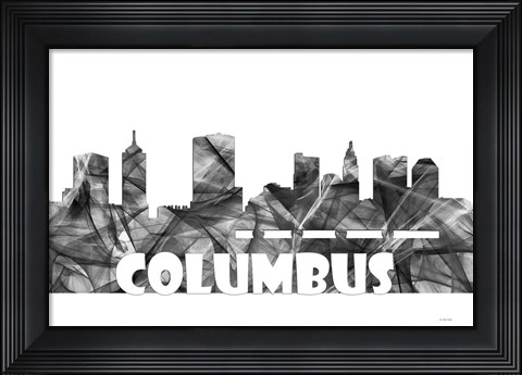 Framed Columbus Ohio Skyline BG 2 Print