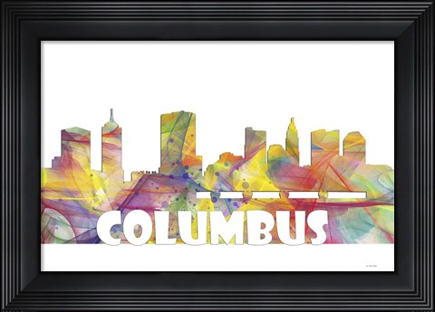 Framed Columbus Ohio Skyline Multi Colored 2 Print