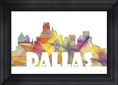 Framed Dallas Texas Skyline Multi Colored 2 Print