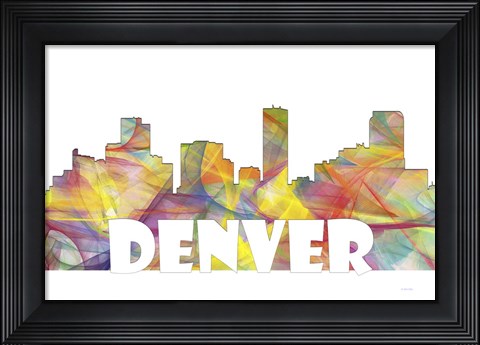 Framed Denver Colorado Skyline Multi Colored 2 Print