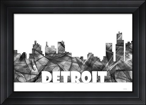 Framed Detroit Michigan Skyline BG 2 Print