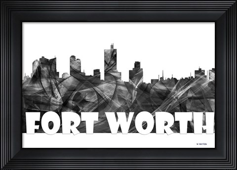 Framed Fort Worth Texas Skyline BG 2 Print