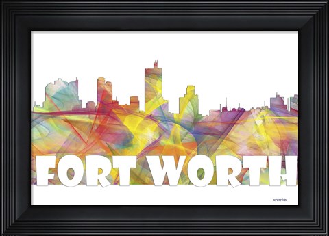 Framed Fort Worth Texas Skyline Multi Colored 2 Print