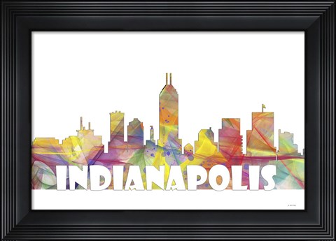 Framed Indianapolis Indiana Skyline Multi Colored 2 Print