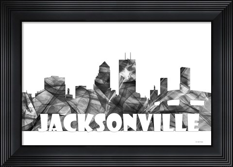Framed Jacksonville Florida Skyline BG 2 Print