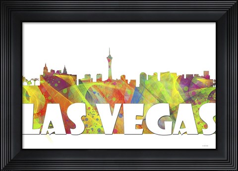 Framed Las Vegas Nevada Skyline Clr 2 Print
