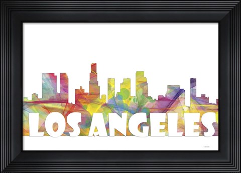 Framed Los Angeles California Skyline Multi Colored 2 Print