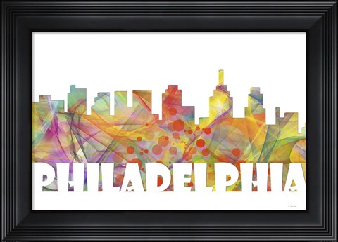 Framed Philadelphia Skyline Multi Colored 2 Print