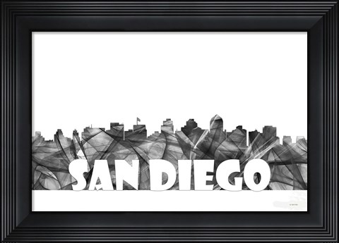 Framed San Diego California Skyline BG 2 Print