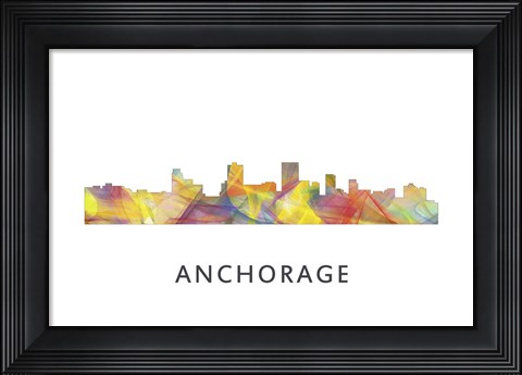 Framed Anchorage Alaska Skyline Print