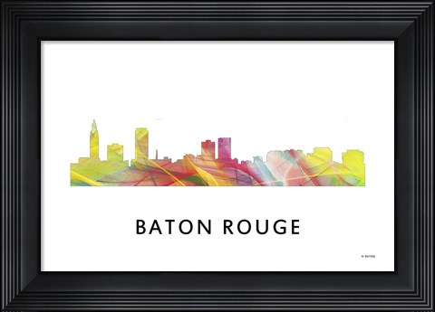 Framed Baton Rouge Louisiana Skyline Print