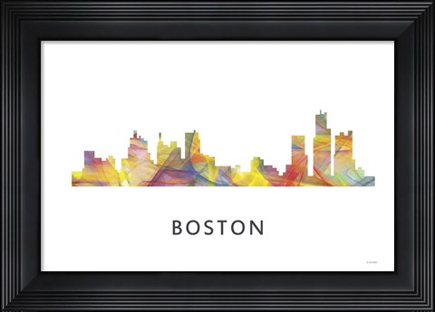Framed Boston Mas .Skyline Print