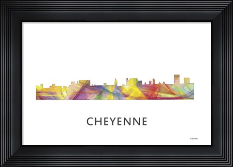 Framed Cheyenne Wyoming Skyline Print