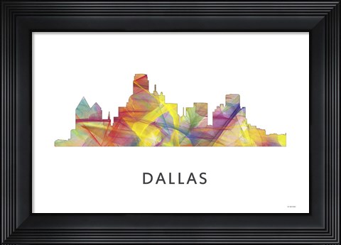 Framed Dallas Texas Skyline Print