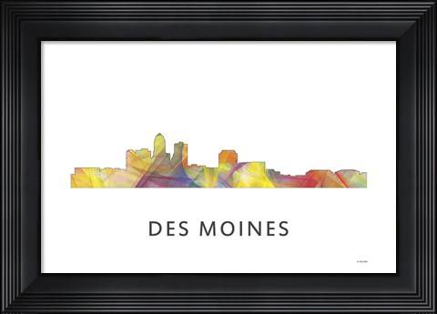 Framed Des Moines Iowa Skyline Print