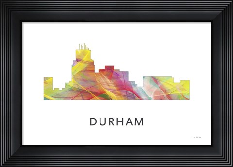 Framed Durham North Carolina Skyline Print
