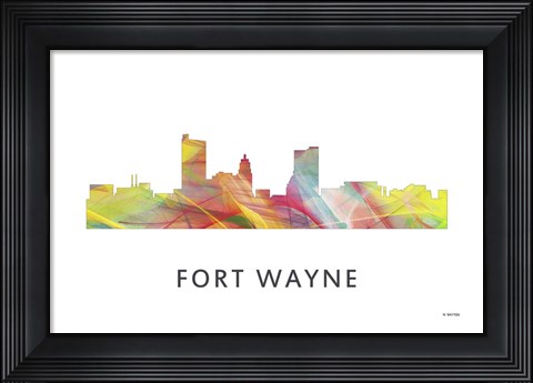 Framed Fort Wayne Indiana Skyline Print