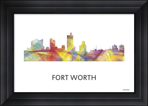 Framed Fort Worth Texas  Skyline Print