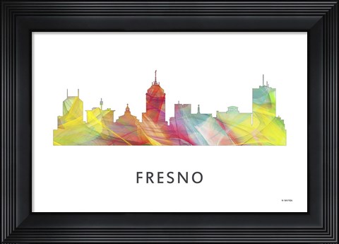 Framed Fresno California Skyline Print