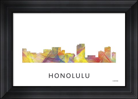Framed Honolulu Hawaii Skyline Print