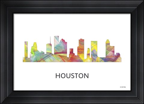 Framed Houston Texas Skyline Print