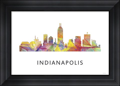 Framed Indianapolis Indiana  Skyline Print