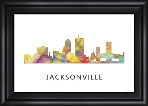 Framed Jacksonville Florida Skyline Print