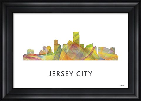 Framed Jersey City New Jersey Skyline Print