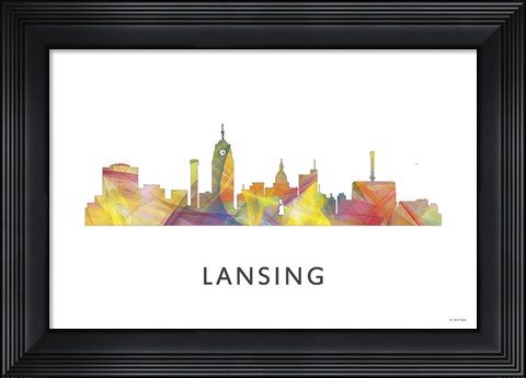 Framed Lansing Michigan Skyline Print