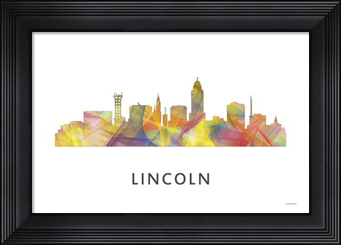 Framed Lincoln Nebraska  Skyline Print