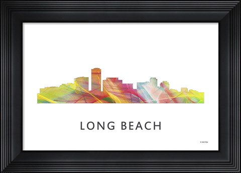 Framed Long Beach California Skyline Print