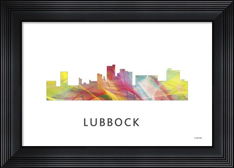 Framed Lubbock Texas Skyline Print