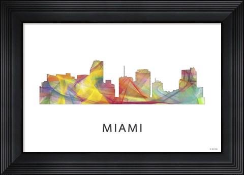 Framed Miami Florida Skyline Print