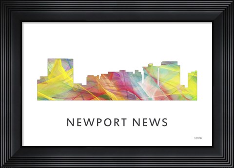 Framed Newport News Virginia Skyline Print