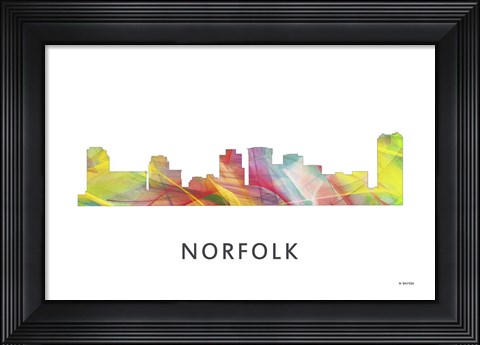 Framed Norfolk Virginia Skyline Print