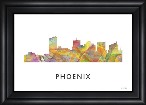 Framed Phoenix Arizona Skyline Print