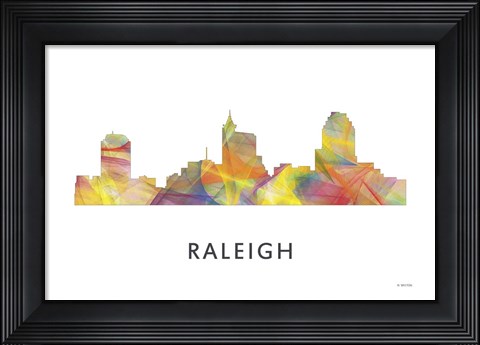 Framed Raleigh North Carolina Skyline Print