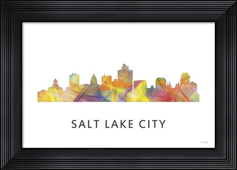 Framed Salt Lake City Utah Skyline Print