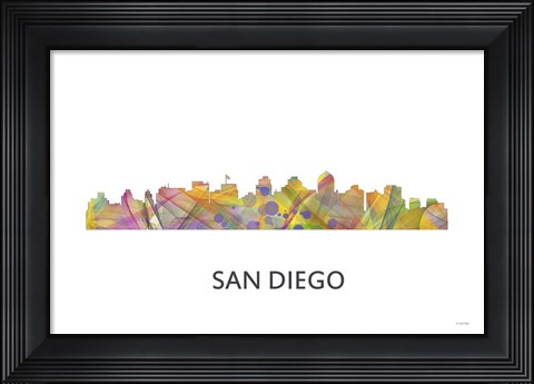 Framed San Diego California Skyline Print