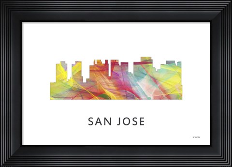 Framed San Jose California Skyline Print