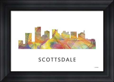 Framed Scottsdale Arizona Skyline Print