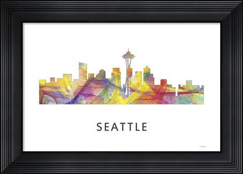 Framed Seattle Washington Skyline Print
