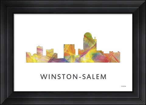Framed Winston-Salem North Carolina Skyline Print