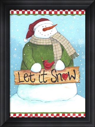 Framed Let It Snow Checked Border Print