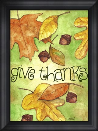 Framed Leaves Fall Give Thanks Print