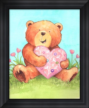 Framed Bear With Heart Print