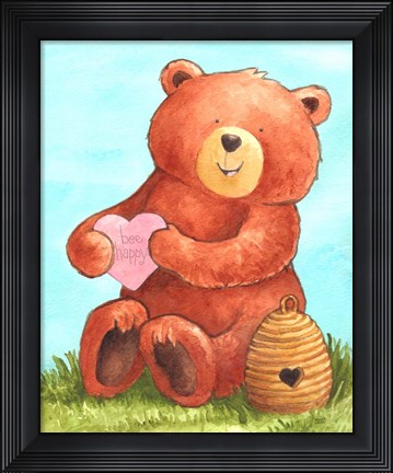 Framed Bee Happy Bear Print