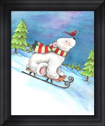 Framed Polar Bear and Sled Print