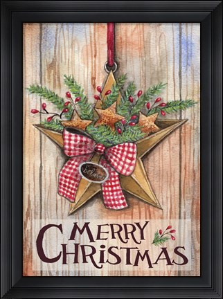 Framed Merry Christmas Barn Star Print